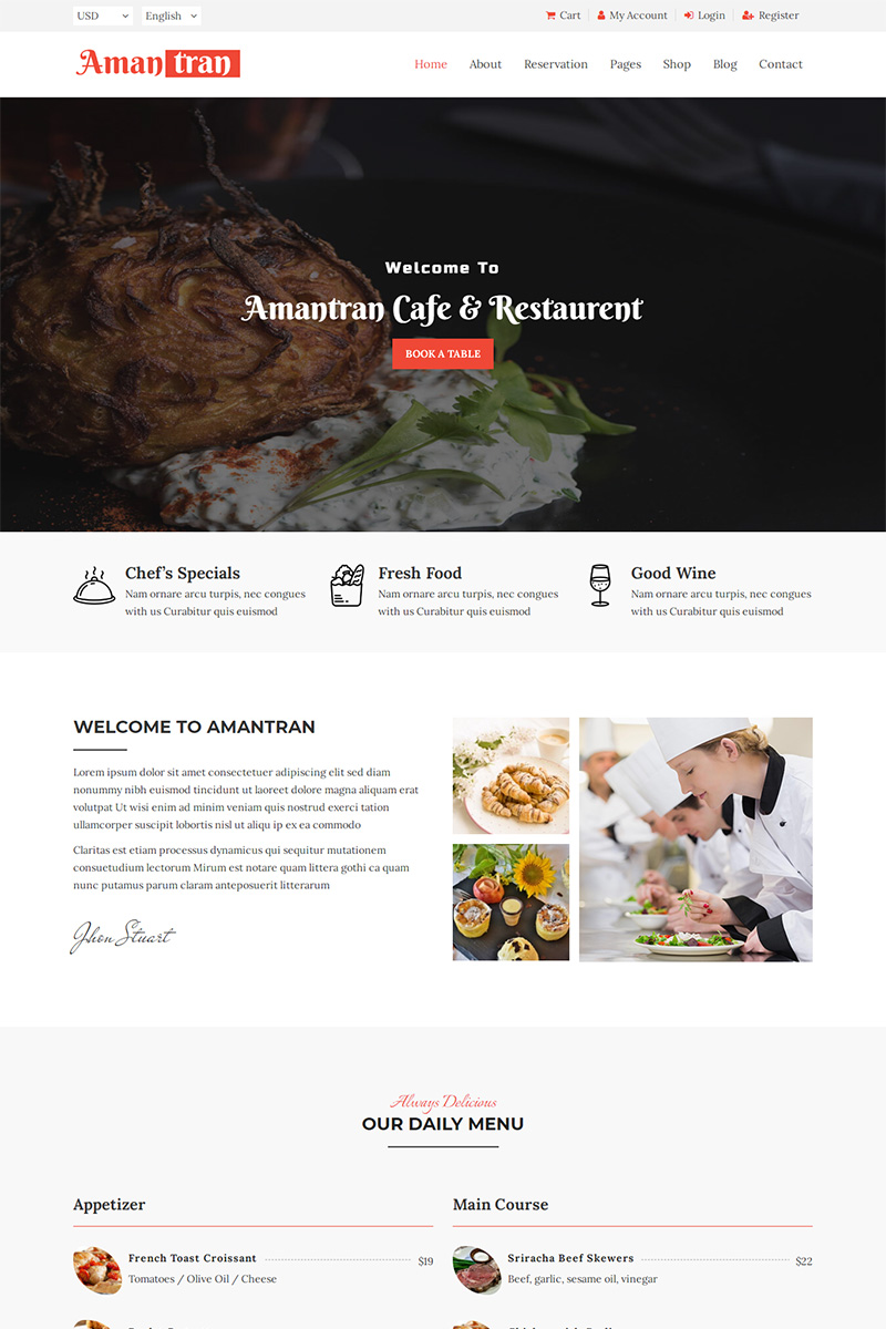 Amantran - Restaurant HTML5 Website Template