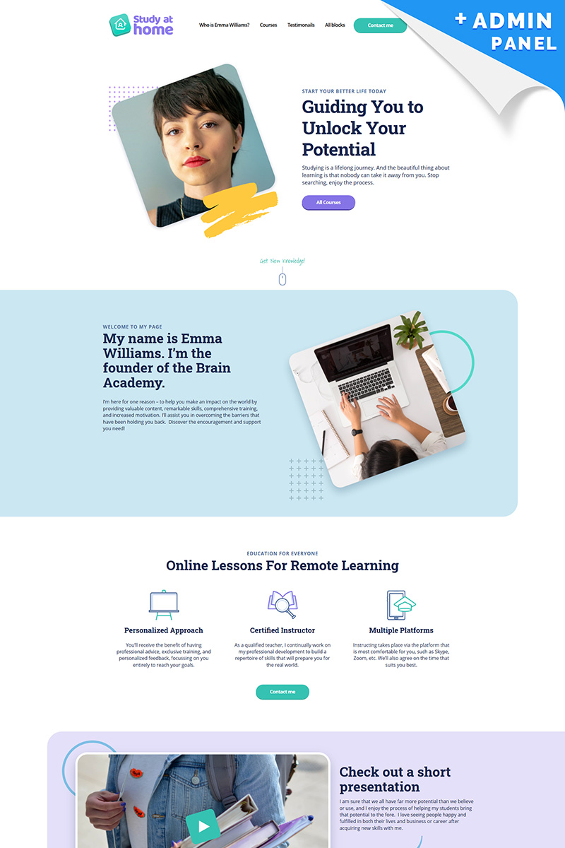 Study at home Landing Page Template