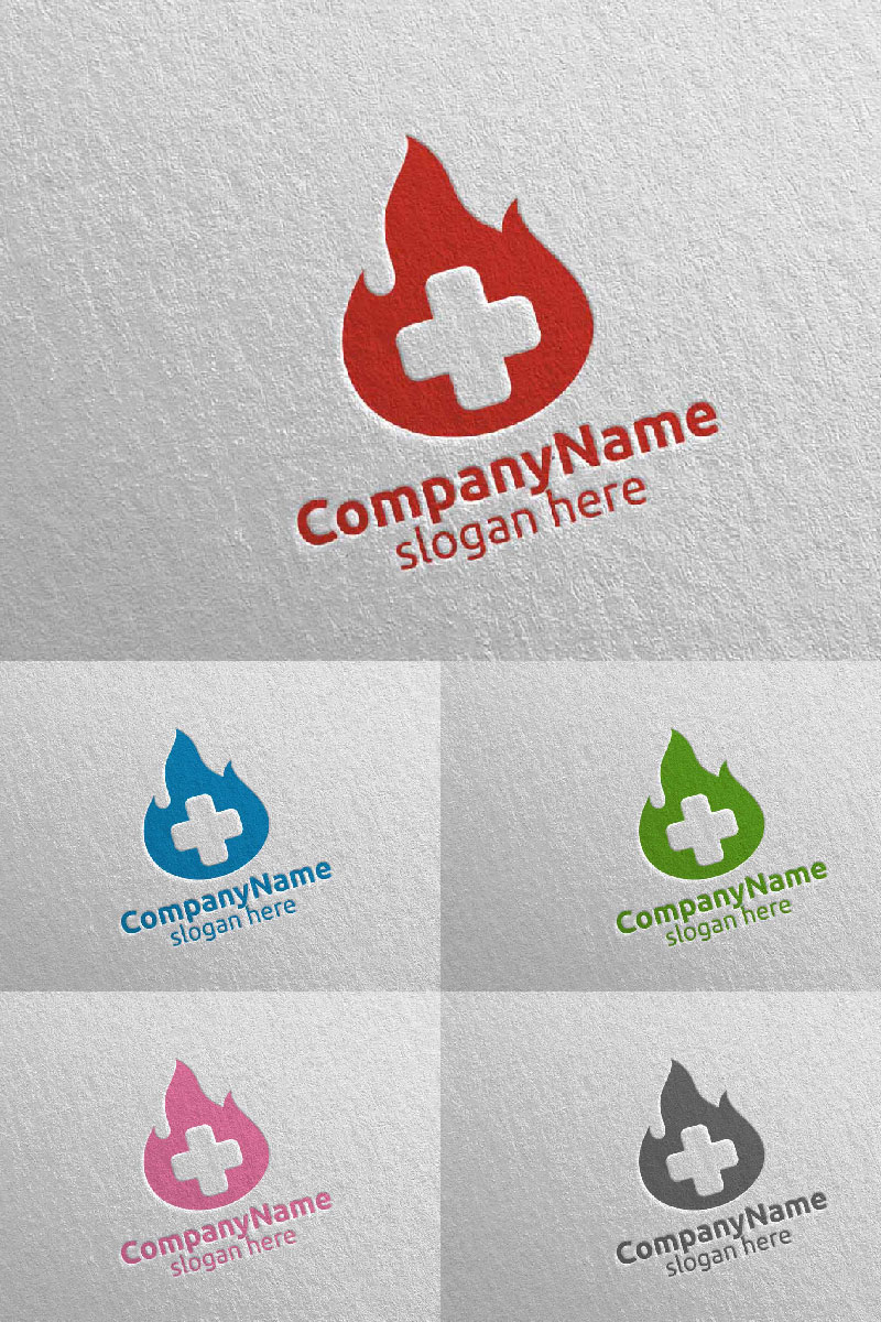 Fire Cross Medical Hospital Design 49 Logo Template