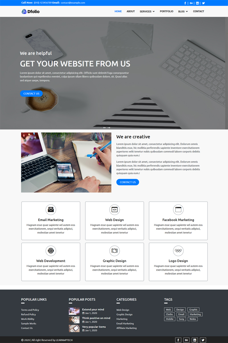 Dfolio - Multipurpose Responsive Bootstrap HTML Website Template