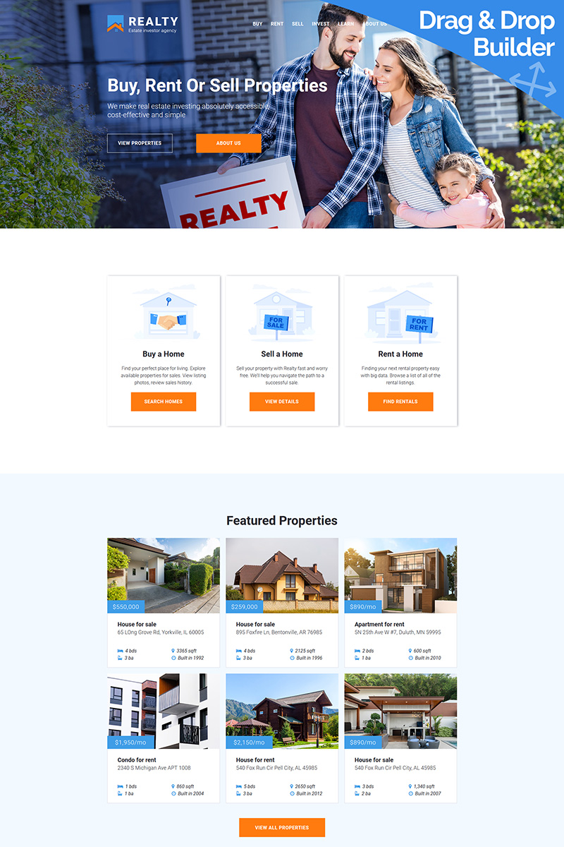 REALTY - Estate investor agency Moto CMS 3 Template