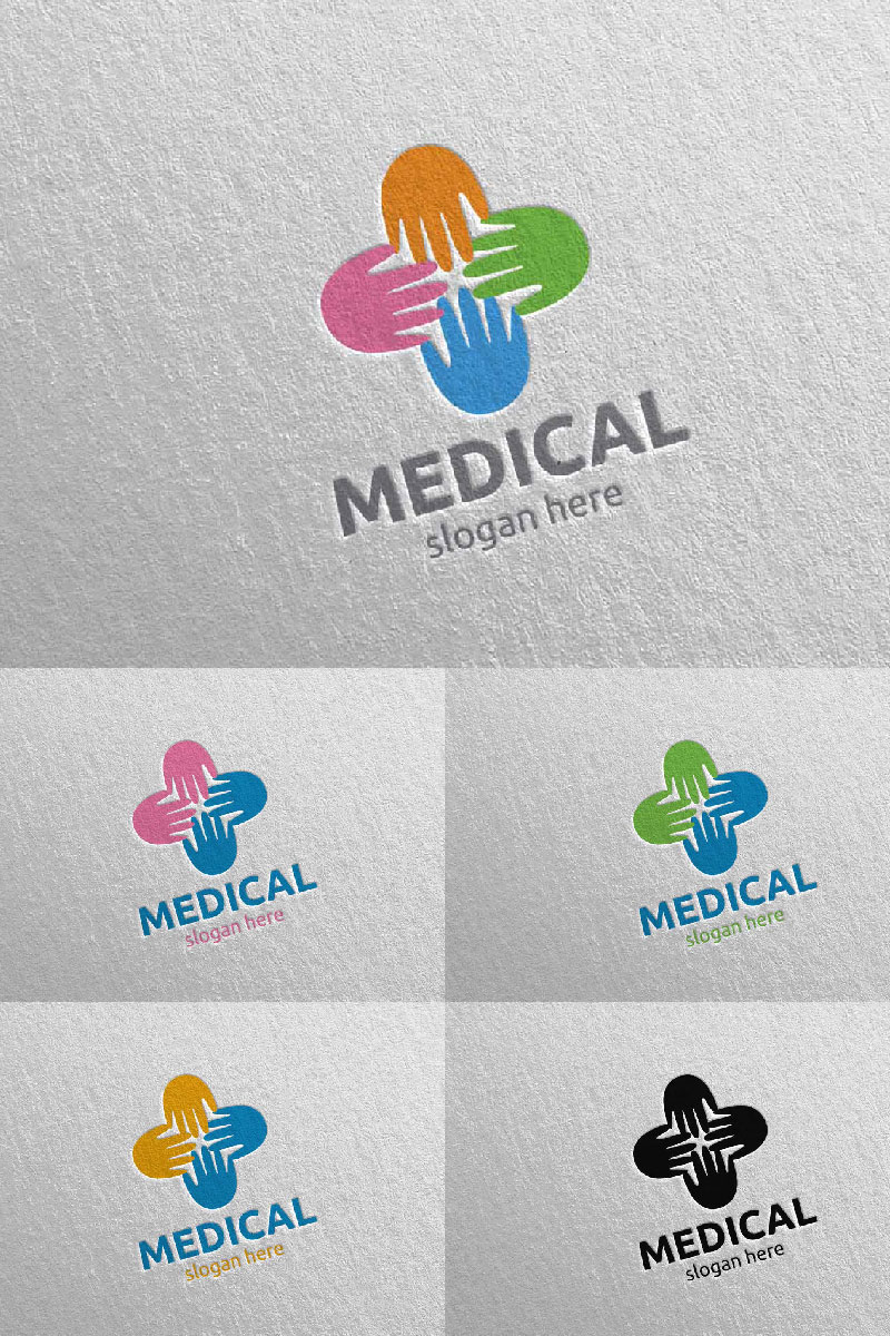 Hand Cross Medical Hospital 74 Logo Template