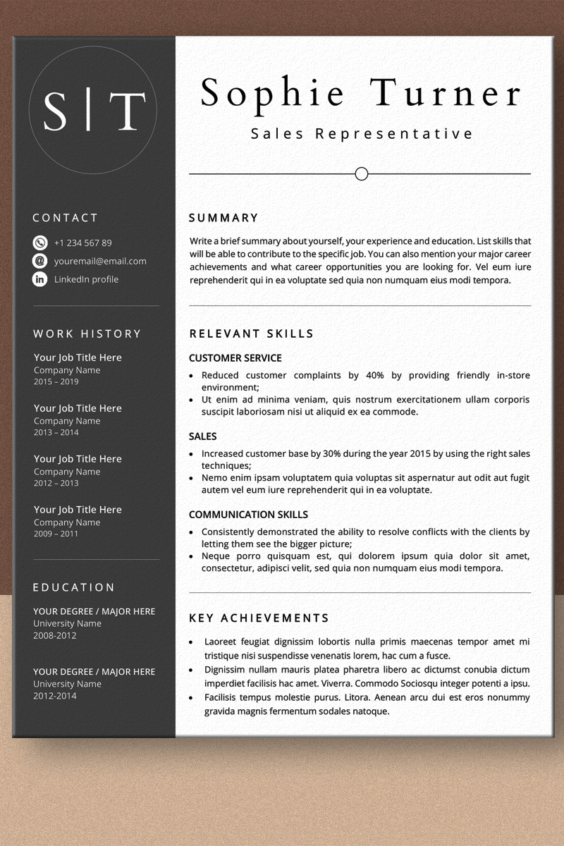 Sophie Turner Ms Word Functional CV Resume Template